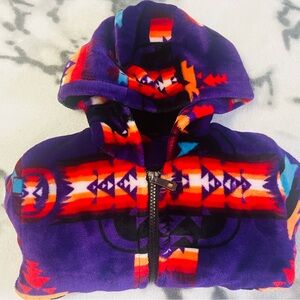 Genesis Heavy Weight Kids XS Purple Fleece Tribal Zip Up Sweater